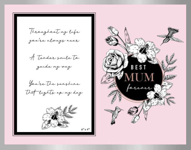 PINK HUMMINGBIRD MUM GLASS PHOTO FRAME