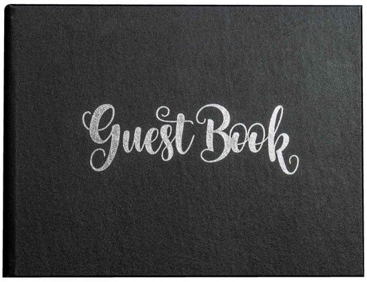 Guest Book -  Black with Silver Writing
