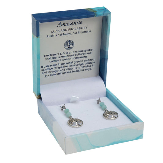 Tree of Life Duo Earrings- Amazonite Matte Rhodium | Bramble Bay Co