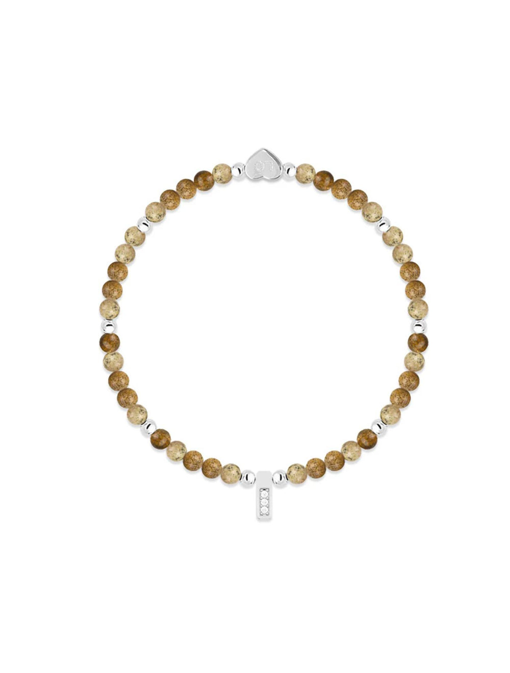 Beaded bracelet with a silver clasp on a white background